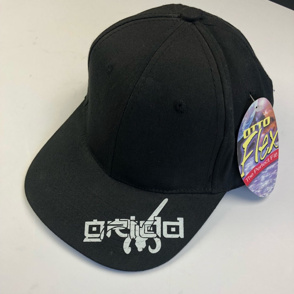 Black Otto flex hat with white logo printed